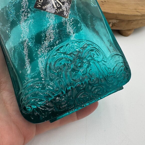 VTG set of 3 Vidrios de levante Cobalt Blue Turquoise purple Embossed Recycled - Picture 6 of 12